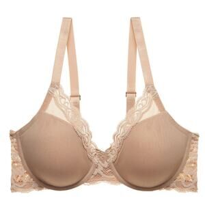 Natori Feathers Full Figure Contour Underwire Bra Cafe 32H NWOT